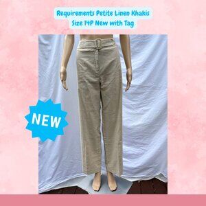 NWT Requirements Petite Linen Khakis | Size 14P